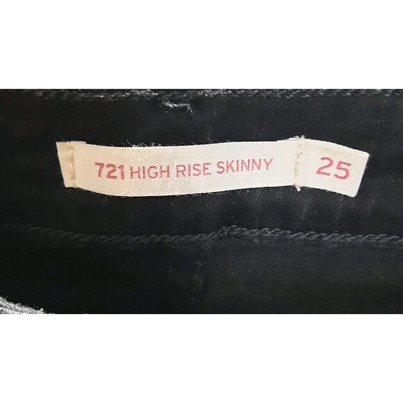 Levis 721 Black Womens Size 25 X 30 Skinny High Rise Stretch Denim Jeans  XLNT - Picture 3 of 9